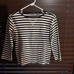 Oleg Cassini Sport Black and White Striped Top